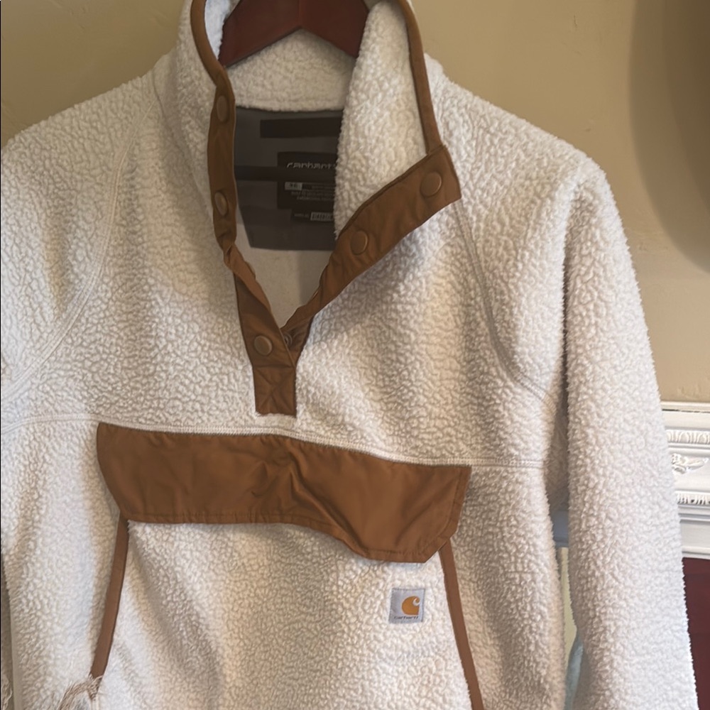 Carhartt Cream and Tan Fleece Pullover